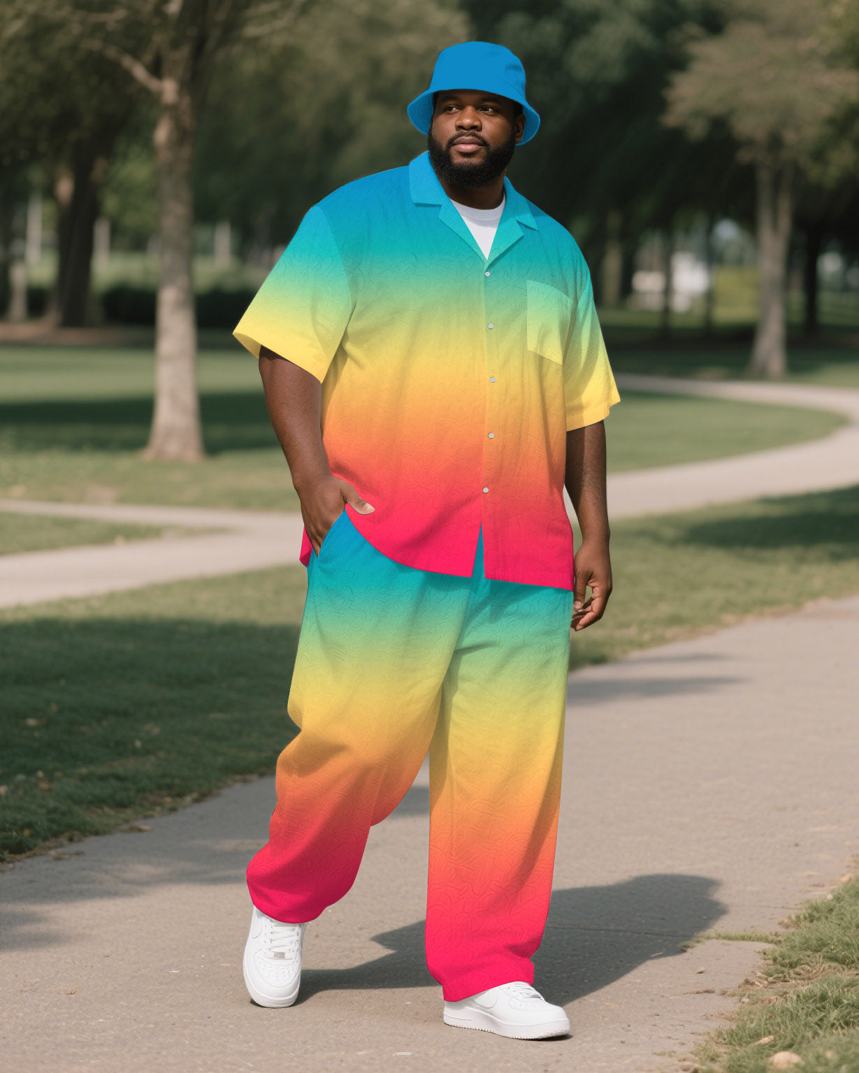 Big & Tall Gradient Shirt Pants Set for big men view 2