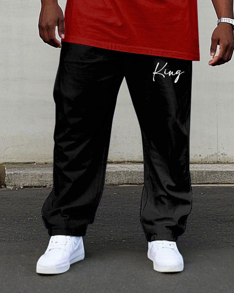 Big & Tall Black Red Gradient T-Shirt Pants Set for big men view 3