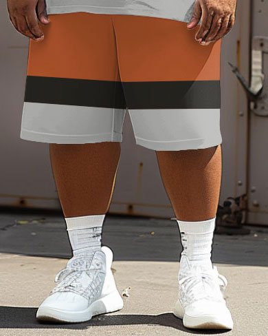 Big & Tall Colorblock Graphic T-Shirt Shorts Set for big men view 4