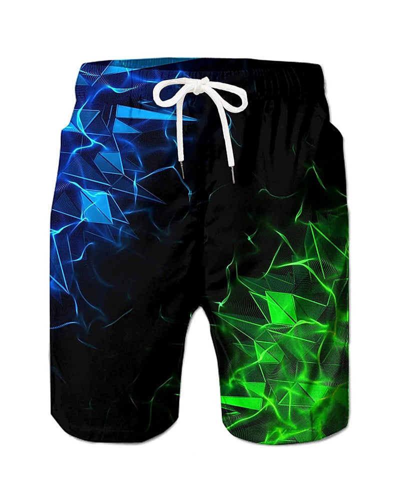 Big & Tall Hawaiian Geometric Swim Trunks for big men view 1