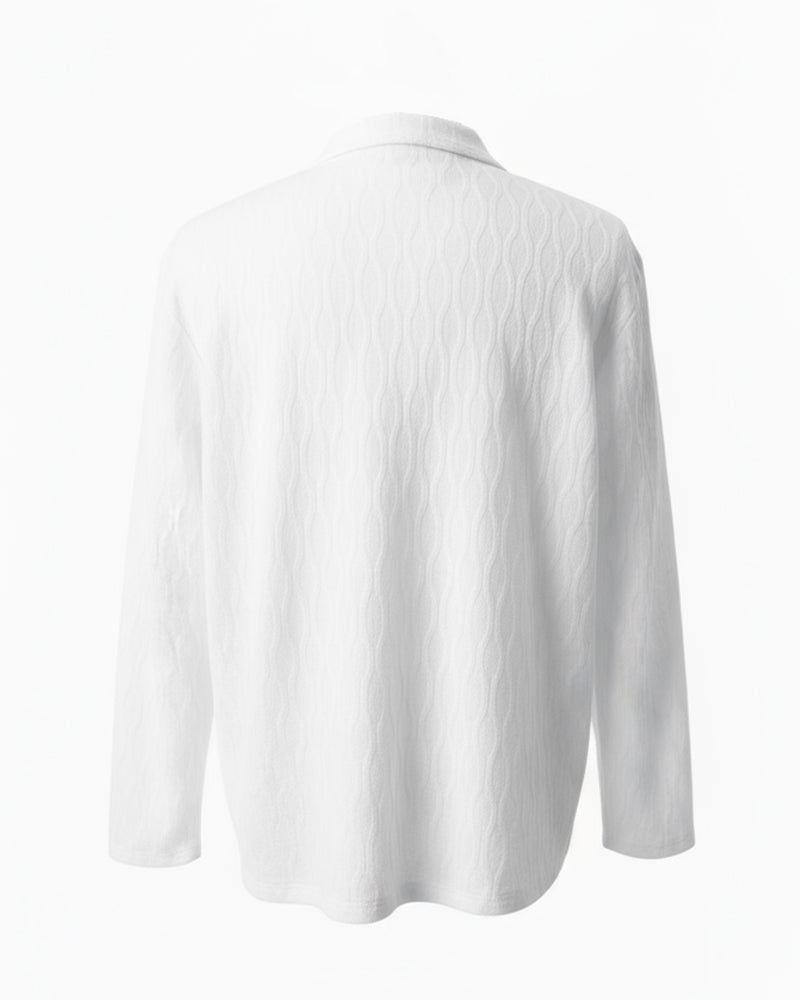 Big & Tall White Patchwork Polo Shirt for big men view 9