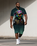 Big & Tall Streetwear Polo Shorts Set for big men view 1