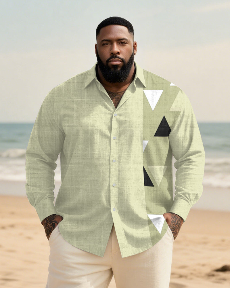 Big & Tall Green Colorblock Long Sleeve Shirt for big men view 1
