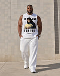 Big & Tall Graphic Streetwear Vest Pants Set for big men view 2