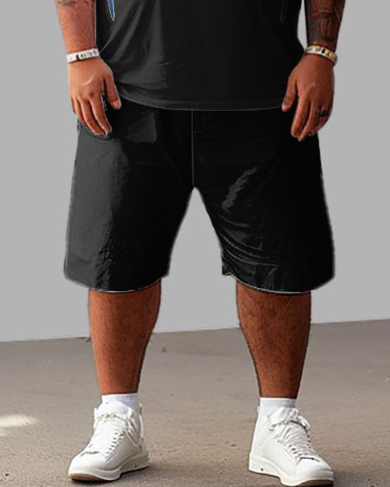 Big & Tall Streetwear T-Shirt Shorts Set for big men view 4