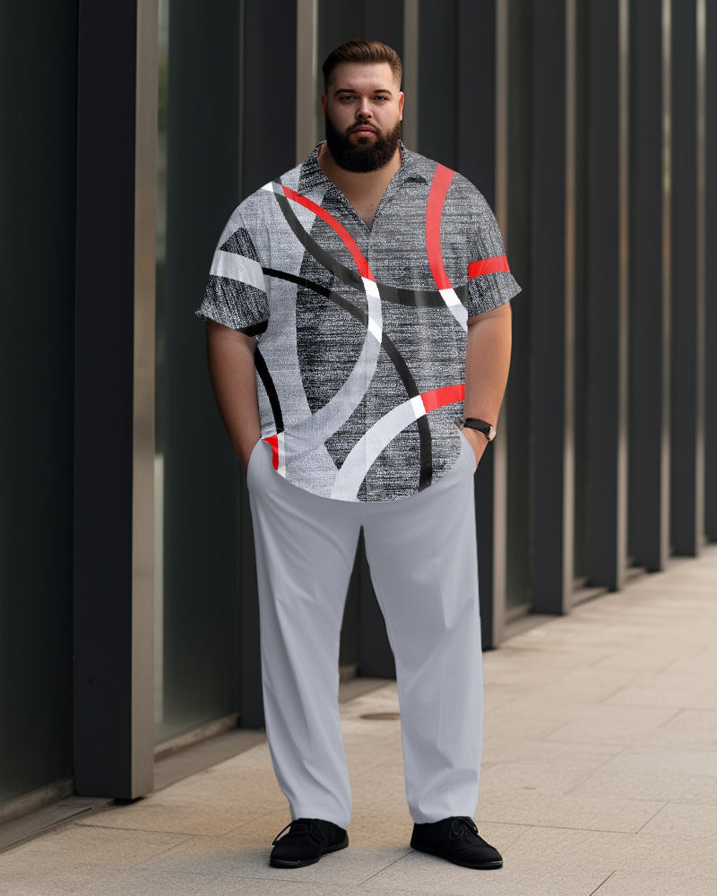 Big & Tall Geometric Graphic T-Shirt Pants Set for big men view 1