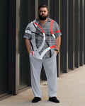 Big & Tall Geometric Graphic T-Shirt Pants Set for big men view 1