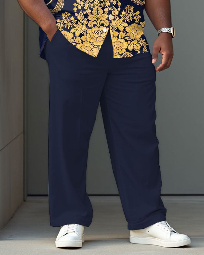 Big & Tall Blue Vintage T-Shirt Pants Set for big men view 3