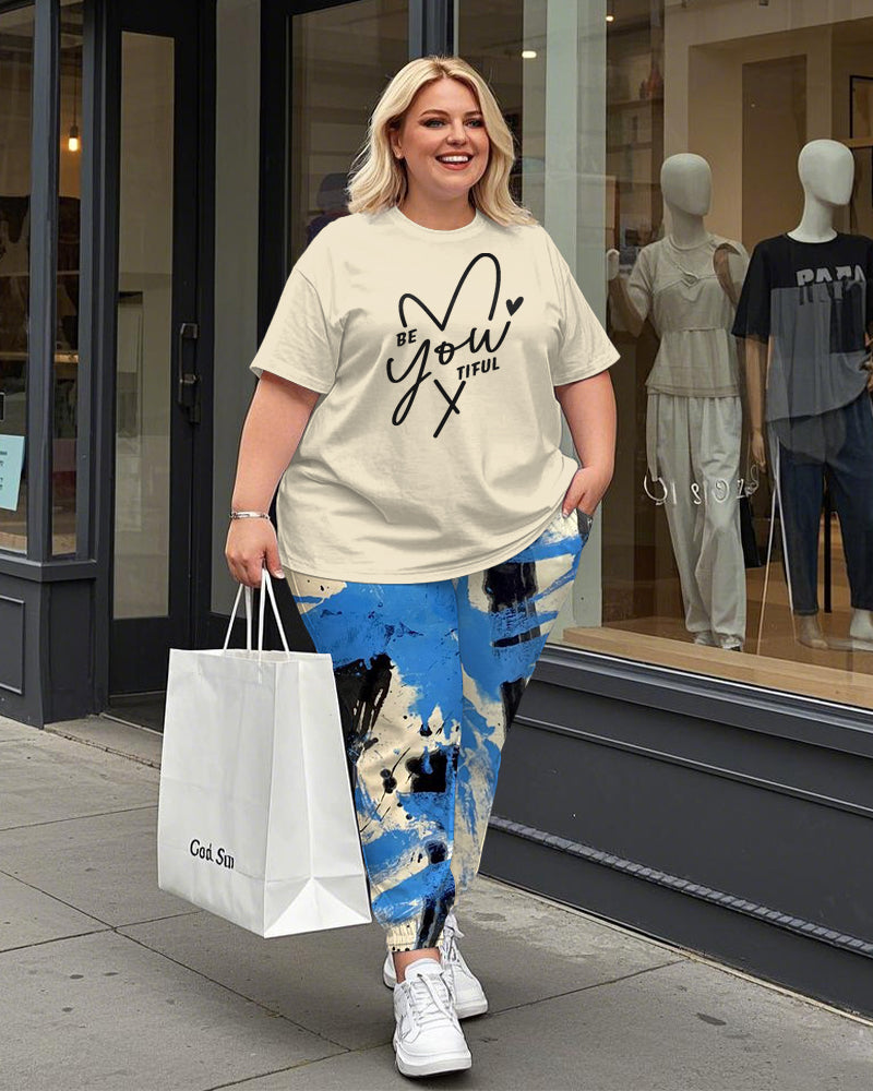 Big & Tall Graphic Graffiti T-Shirt Pants Set for big men view 1