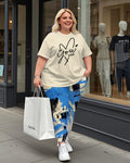 Big & Tall Graphic Graffiti T-Shirt Pants Set for big men view 1