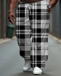 Big & Tall Black Plaid Pants for big men