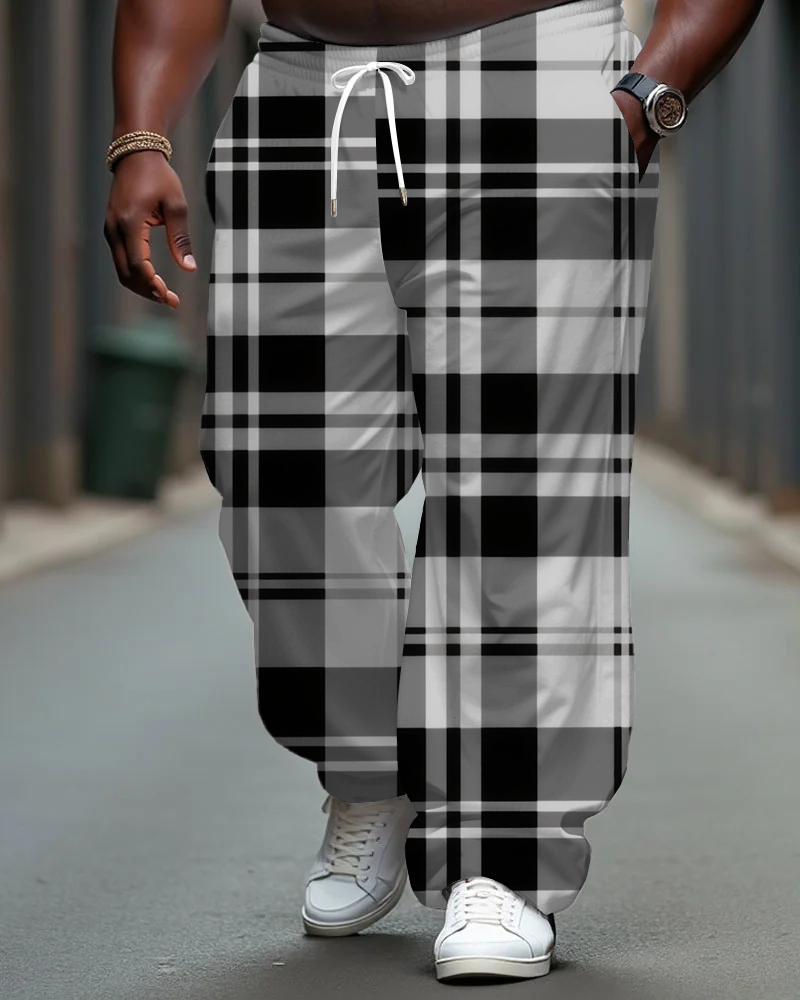 Big & Tall Black Plaid Pants for big men