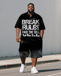 Big & Tall Graphic Graffiti Polo Shorts Set for big men view 1