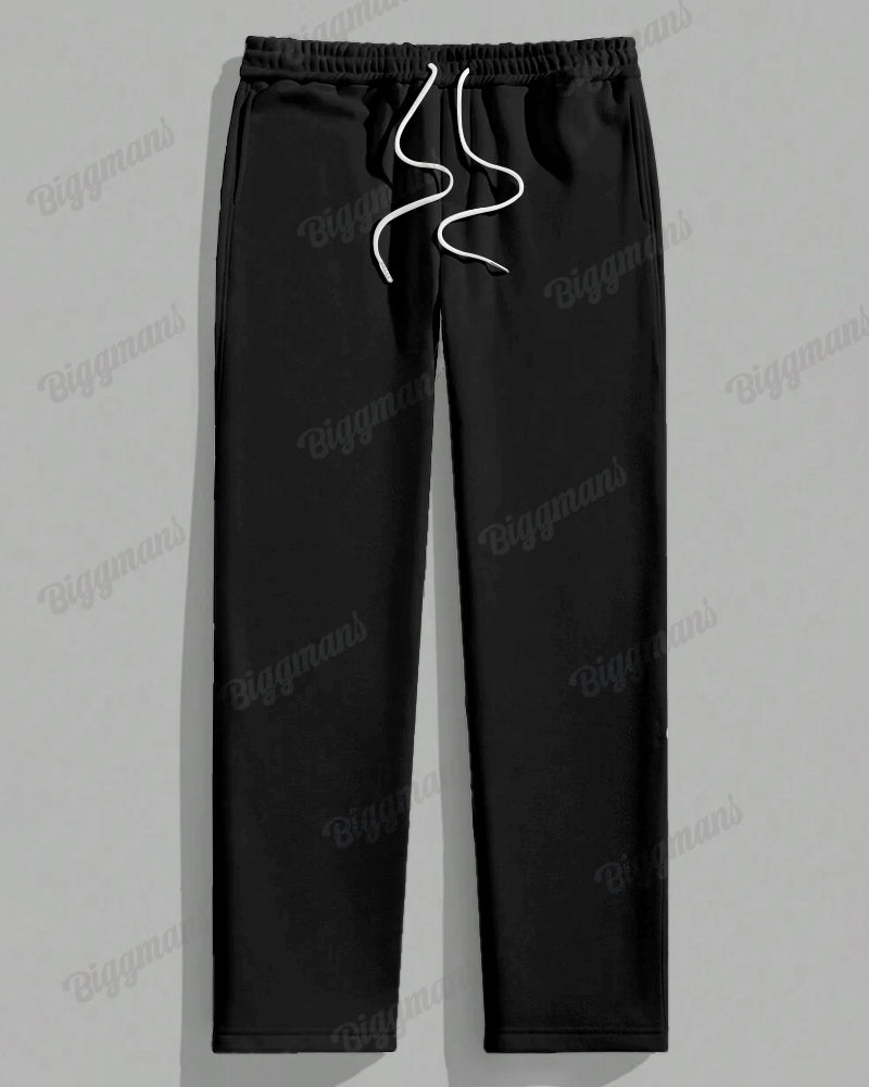 Big & Tall Black Yellow Colorblock T-Shirt Pants Set for big men view 3
