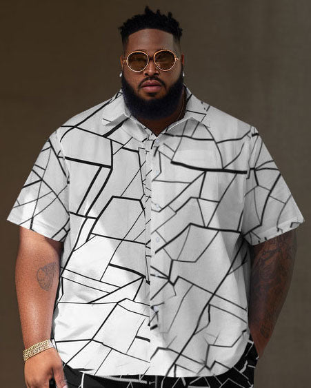 Big & Tall Colorblock Streetwear T-Shirt Shorts Set for big men view 2