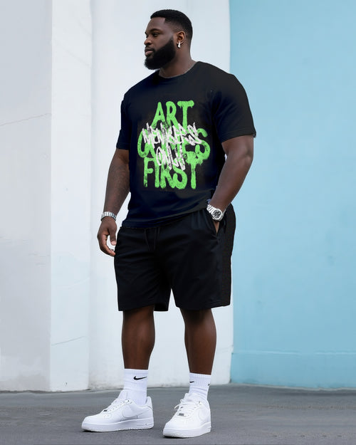 Big & Tall Graffiti T-Shirt Shorts Set for big men view 1