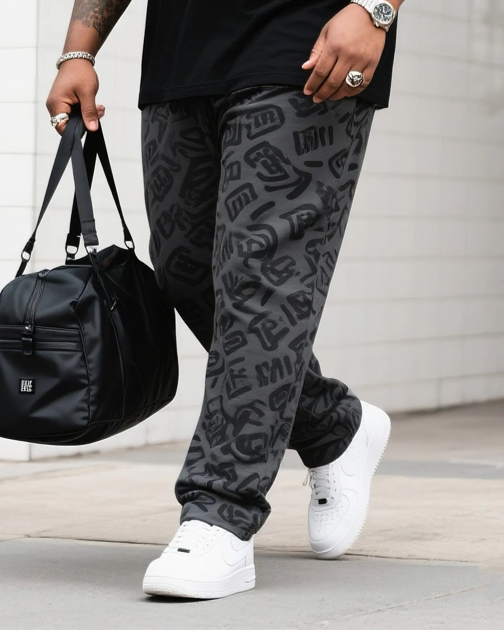 Big & Tall Colorblock Graffiti Two-piece Set for big men view 3