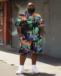 Big & Tall Streetwear T-Shirt Shorts Set for big men view 2