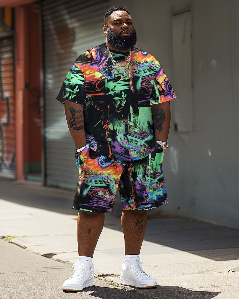 Big & Tall Streetwear T-Shirt Shorts Set for big men view 2