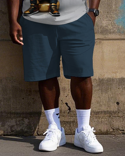 Big & Tall Streetwear T-Shirt Shorts Set for big men view 3