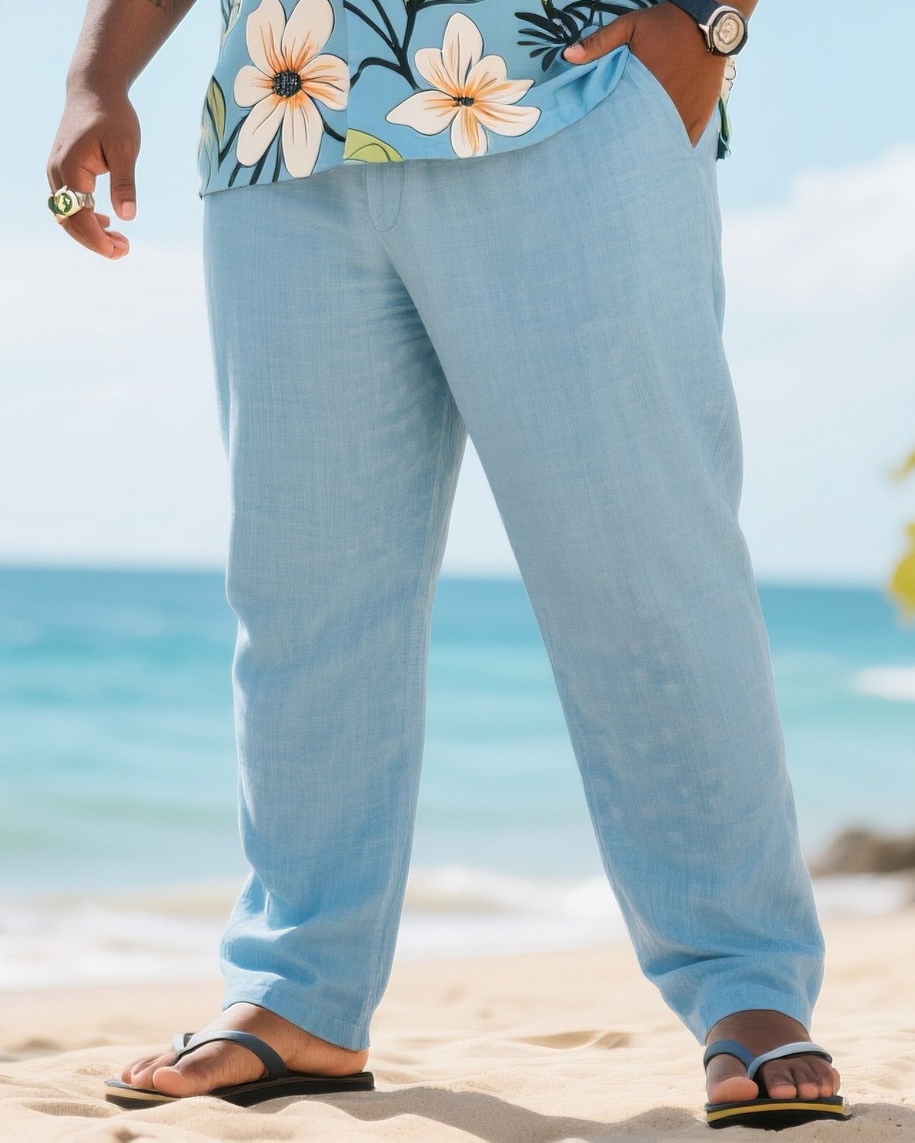 Big & Tall Floral T-Shirt Pants Set for big men view 3