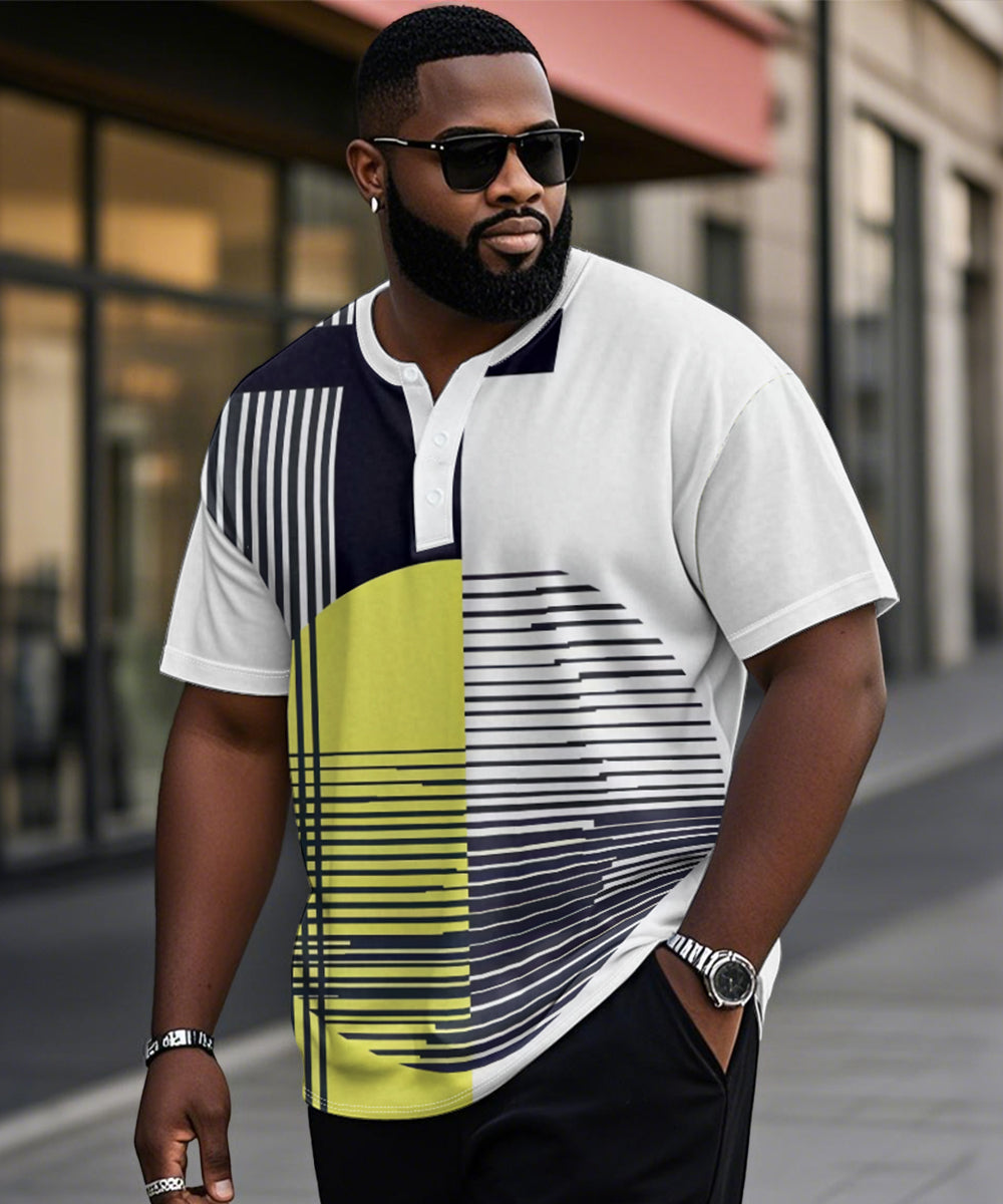 Big & Tall Colorblock Geometric Striped T-Shirt for big men view 1