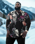 Big & Tall Floral Skull Shirt Pants Set for big men