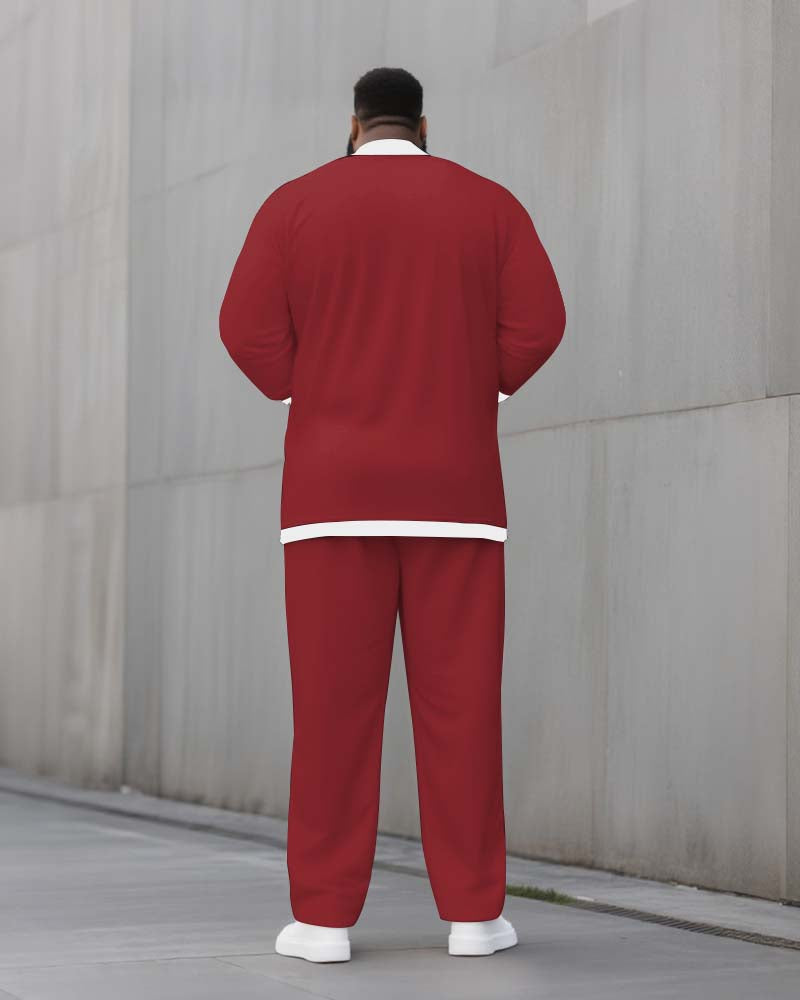 Big & Tall Solid Color Two-piece Set for big men view 7