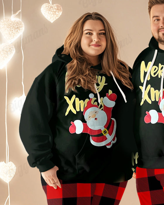 Big & Tall Plaid Hoodie Sweatpants Set for big men view 4