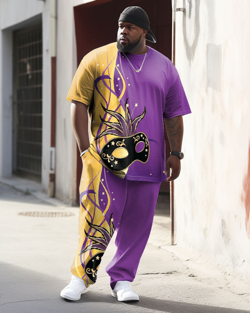 Big & Tall Colorblock Streetwear Two-piece Set for big men view 1
