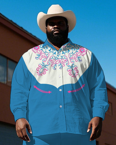 Big & Tall Western T-Shirt Pants Set for big men view 2