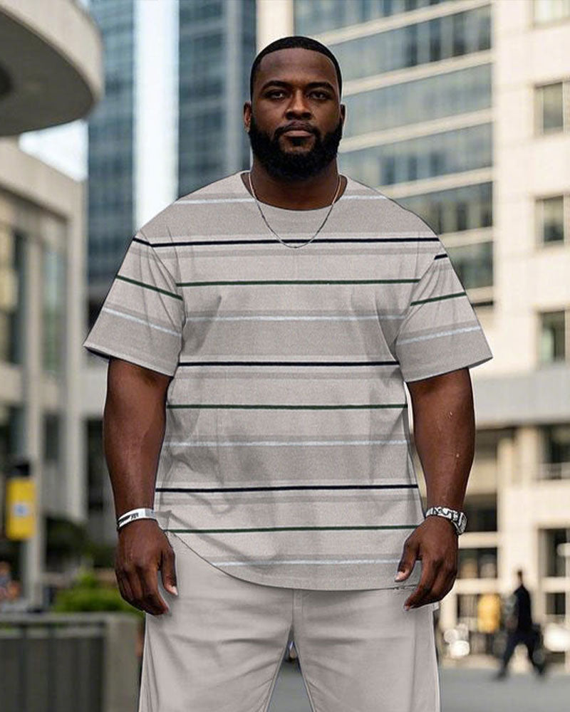 Big & Tall Striped T-Shirt Pants Set for big men view 2