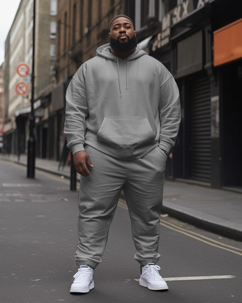 Big & Tall Solid Color Hoodie Sweatpants Set for big men view 12