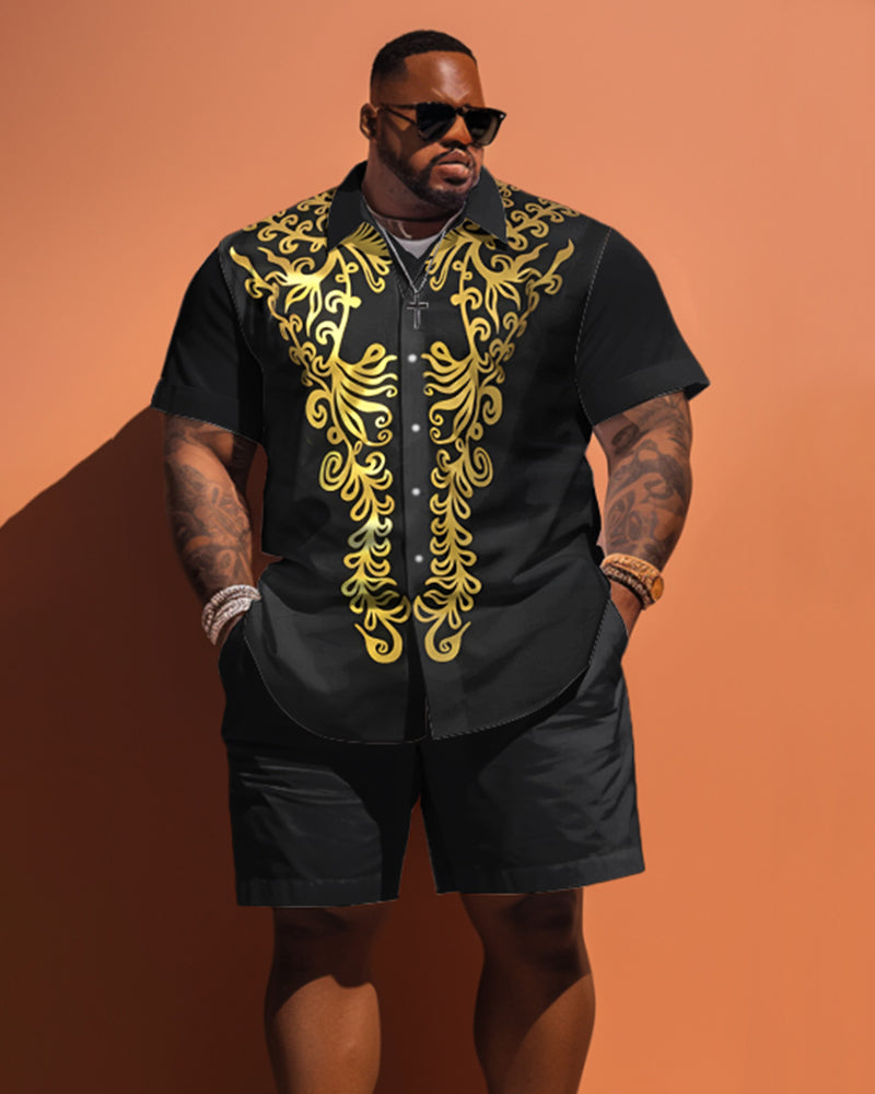 Big & Tall Vintage T-Shirt Shorts Set for big men view 1
