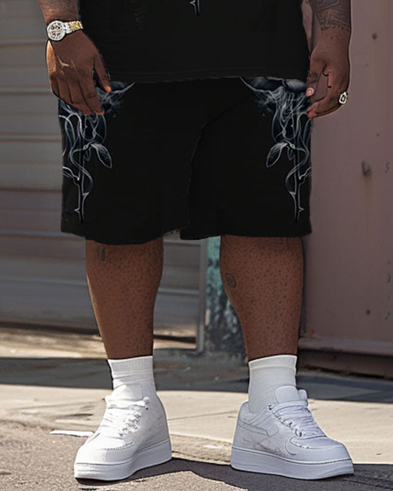 Big & Tall Graphic Streetwear T-Shirt Shorts Set for big men view 3