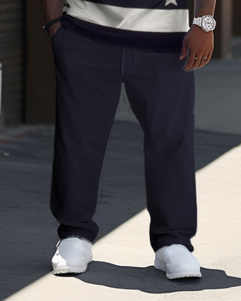 Big & Tall Colorblock Graphic T-Shirt Pants Set for big men view 3