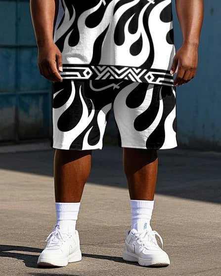 Big & Tall Streetwear T-Shirt Shorts Set for big men view 3