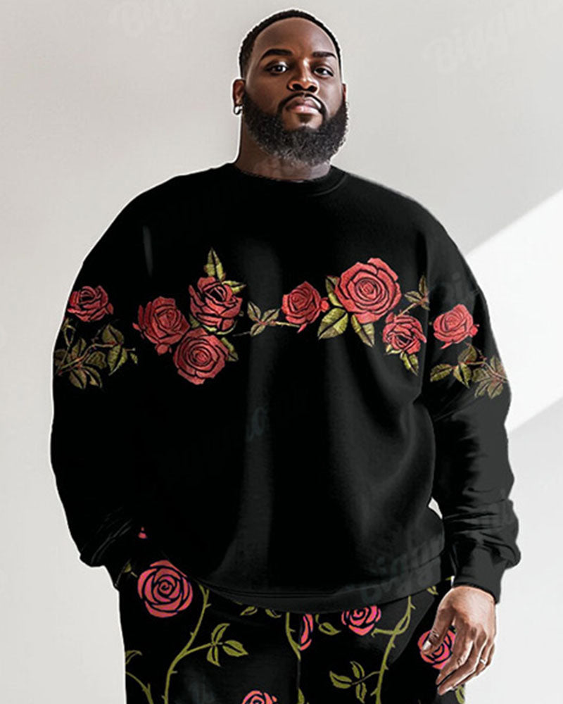 Big & Tall Black Graphic Two-piece Set for big men view 2