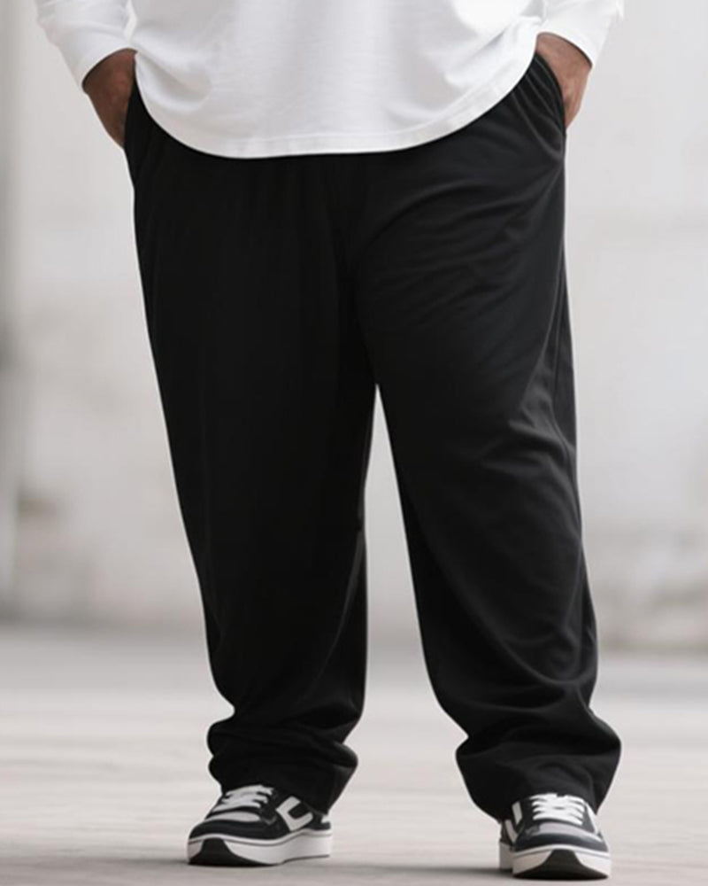 Big & Tall Black White Geometric T-Shirt Pants Set for big men view 3