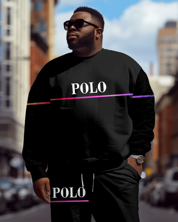 Big & Tall Black Graphic Two-piece Set for big men view 2