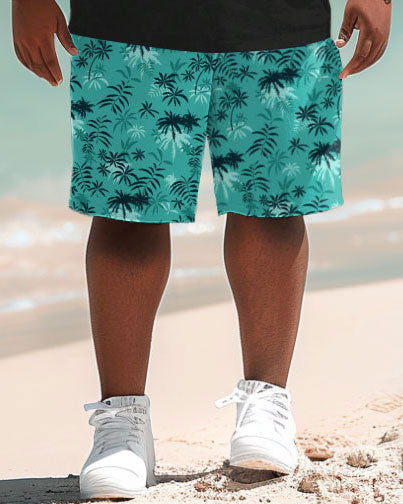 Big & Tall Hawaiian Graphic T-Shirt Shorts Set for big men view 4