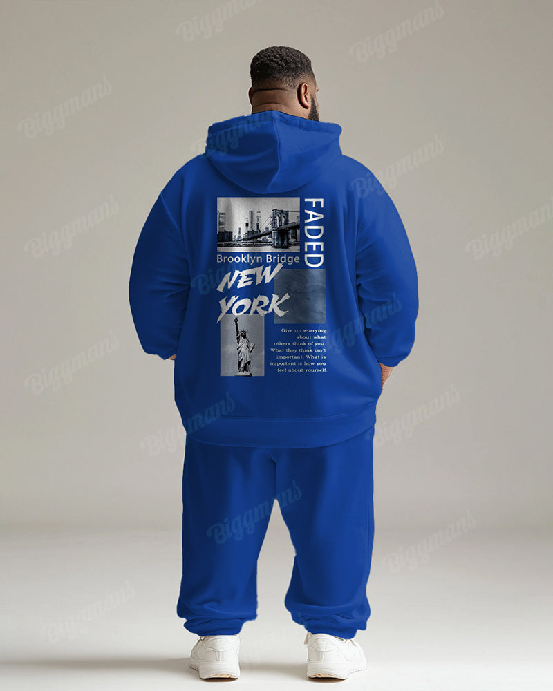 Big & Tall Graphic Hoodie Sweatpants Set for big men view 5