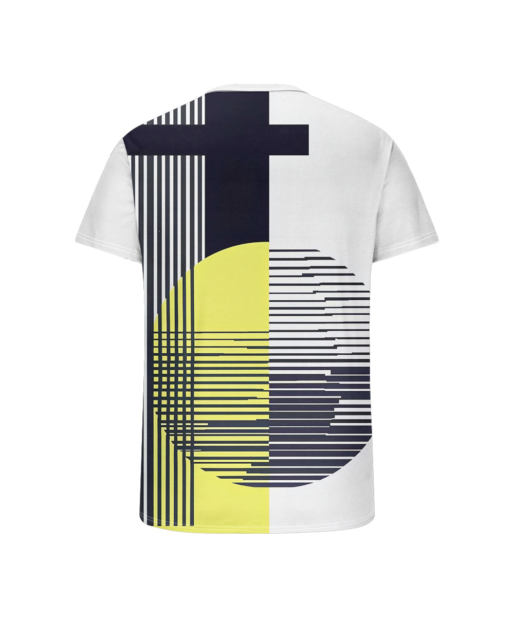 Big & Tall Colorblock Geometric Striped T-Shirt for big men view 5