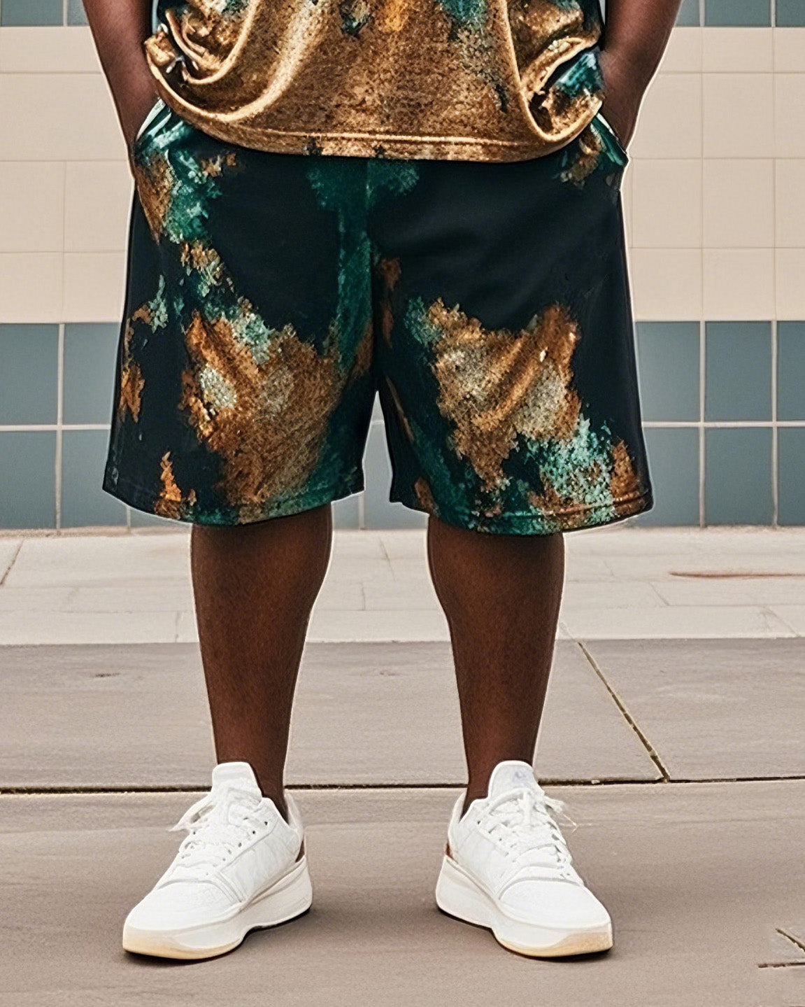 Big & Tall Vintage T-Shirt Shorts Set for big men view 3