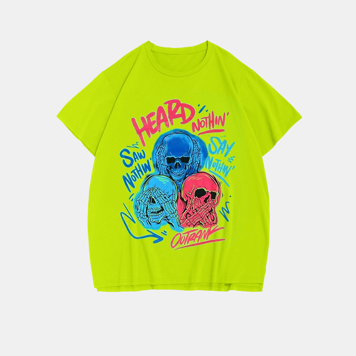 Big & Tall Green Streetwear Skull T-Shirt for big men view 2