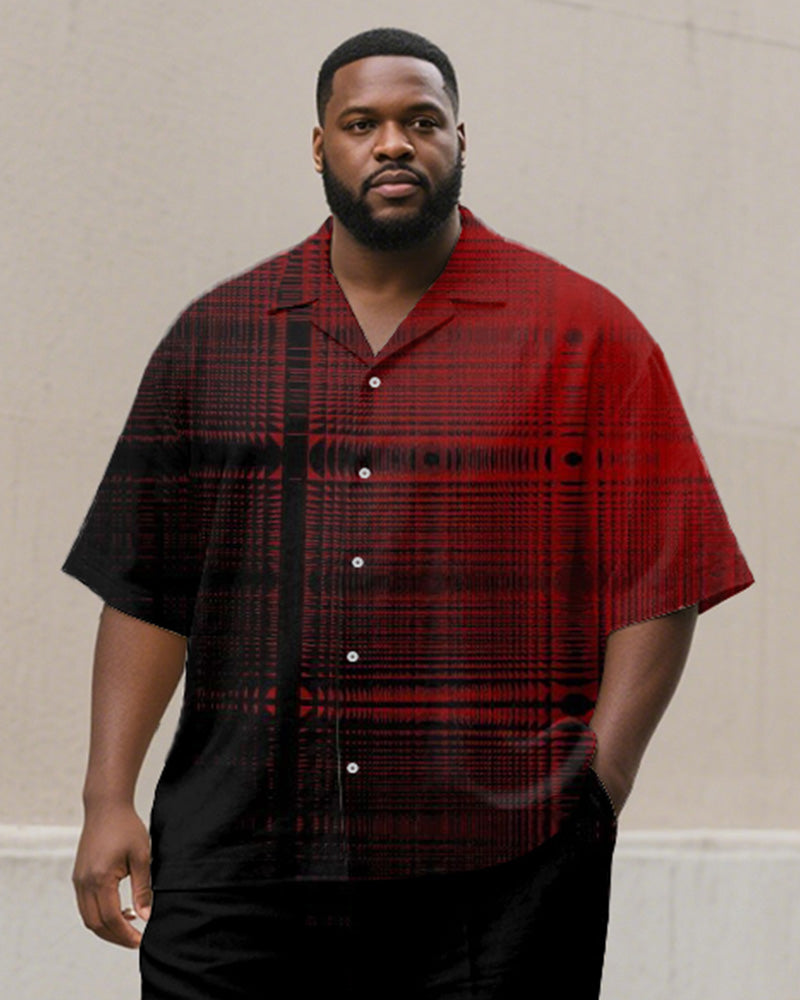 Big & Tall Black Red Graphic T-Shirt Pants Set for big men view 2