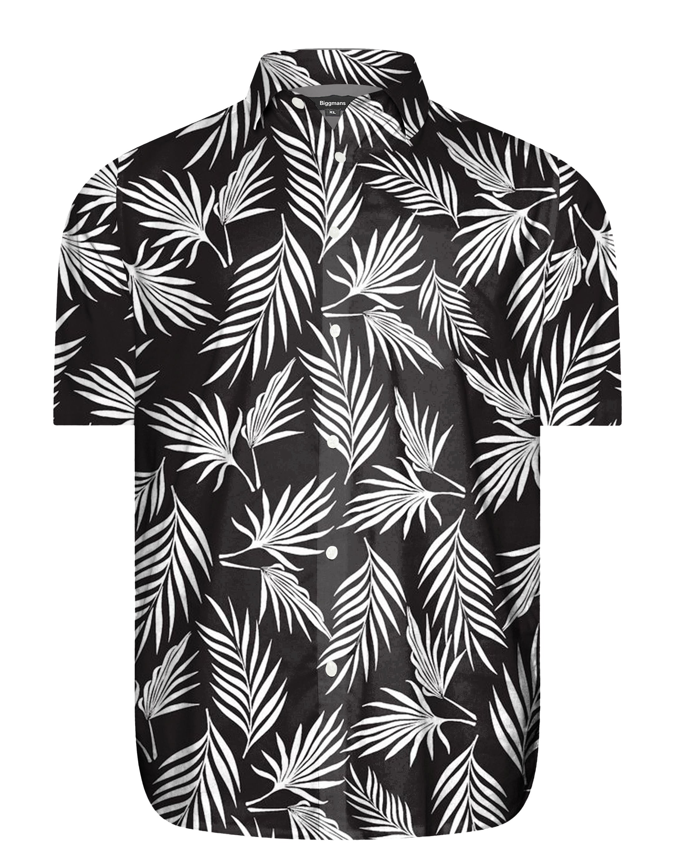 Big & Tall Black Hawaiian Short Sleeve Shirt for big men view 3