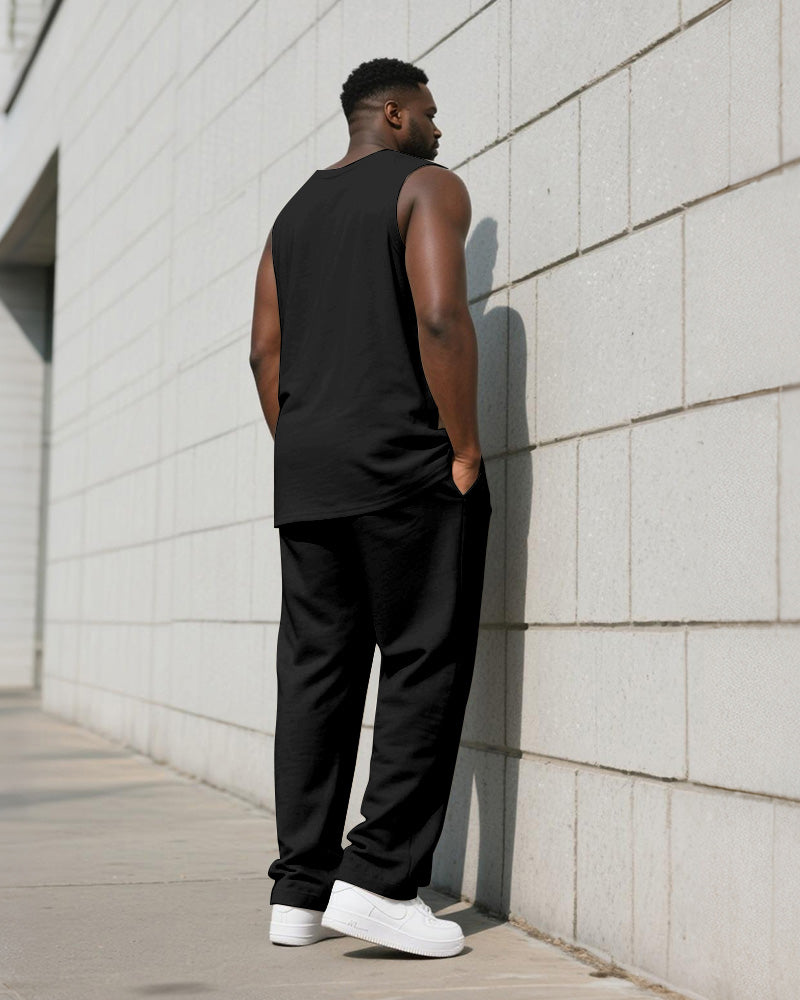 Big & Tall Black Gradient Vest Pants Set for big men view 4