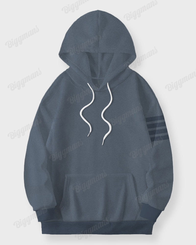 Big & Tall Blue Striped Graphic Hoodie Sweatpants Set for big men view 3