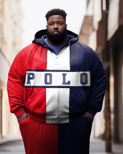 Big & Tall Colorblock Hoodie Sweatpants Set for big men view 2